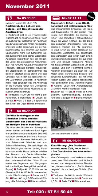 Programm Nr. 8 Herbst & Winter 2011 / 2012 Tel ... - OnTour-Berlin