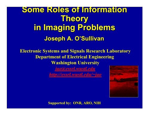 Some Roles of Information Theory in Imaging Problems