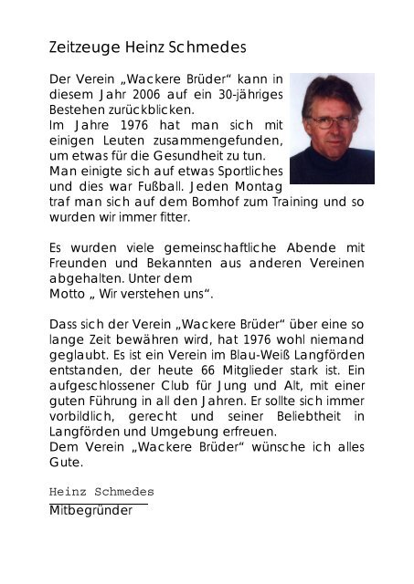 „Wackere Brüder“ 1976 - 2006 - BW Langförden