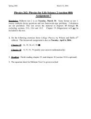 Physics 262 Physics for Life Science 2 (section 080) Assignment 7