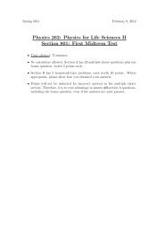 Physics 262 Physics for Life Sciences II Section 801 First Midterm Test
