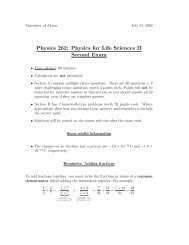 Physics 262 Physics for Life Sciences II Second Exam