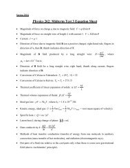 Physics 262: Midterm Test 3 Equation Sheet