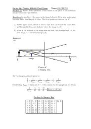 Spring 06, Physics 262:801 Final Exam Name:SOLUTIONS Section B