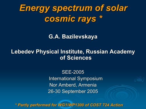 The Analysis of Solar Energetic Particles