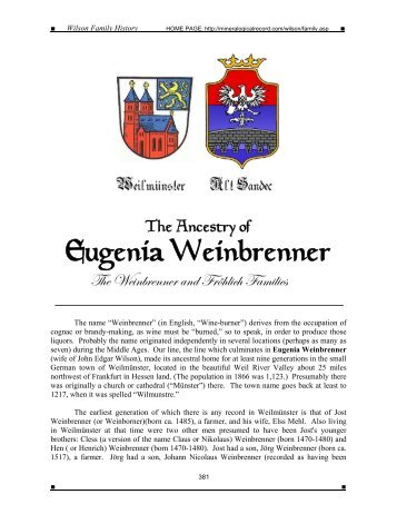 Chapter 21: Ancestry of Eugenia Weinbrenner