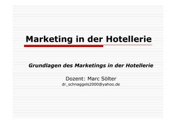 Marketing in der Hotellerie - Sie suchen einen Dozenten?