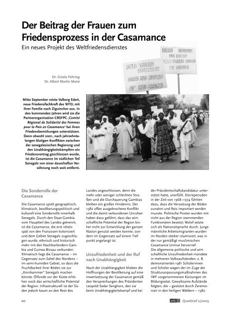 Querbrief Nr. 2/2003 - Westafrika - Weltfriedensdienst e.V.