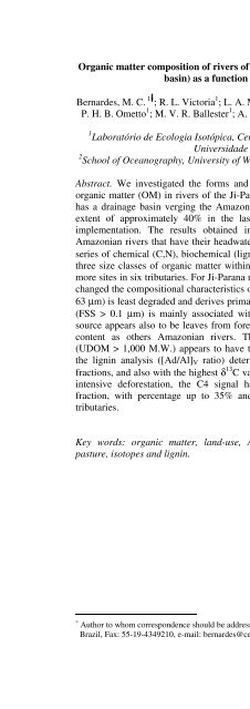 A Look at Amazon Basin Seasonal Dynamics with the Biophysical ...