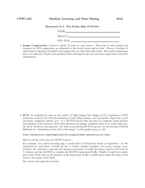 CPSC-340 Machine Learning and Data Mining 2012