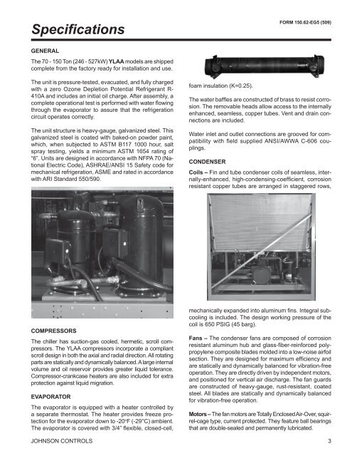 Model YLAA Air-Cooled Scroll Compressor Liquid Chillers Style B