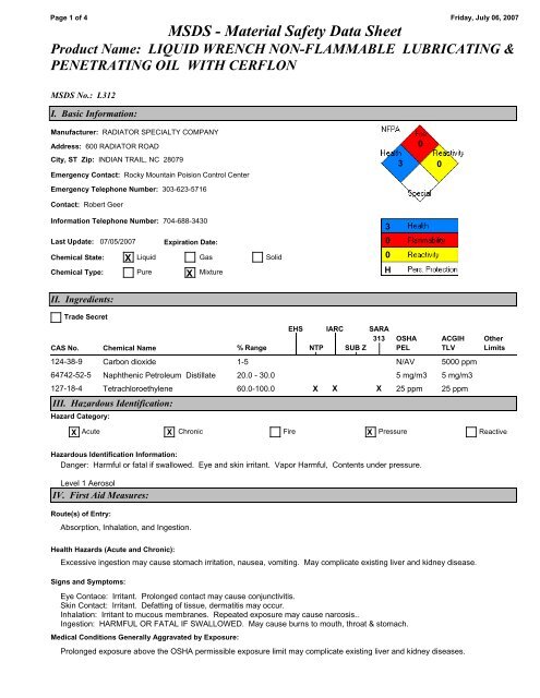 MSDS Material Safety Data Sheet MSDS Material Safety Data Sheet