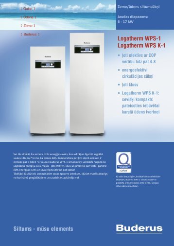 Logatherm WPS-1 Logatherm WPS K-1 Siltums - mūsu elements