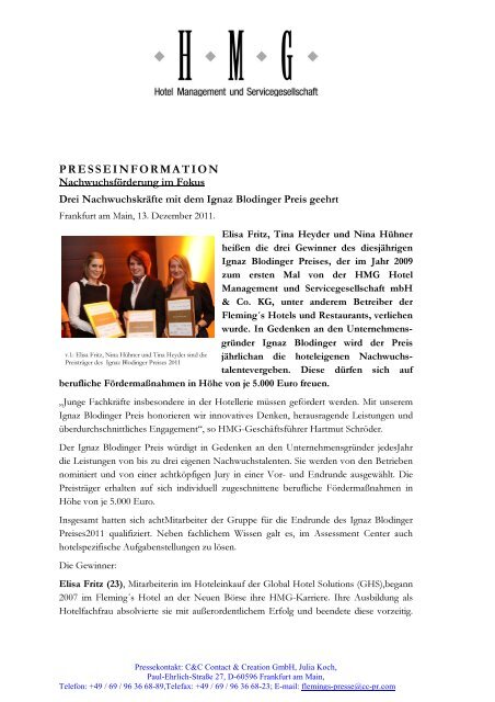 01 Entwurf Ignaz Blodinger Preis 2011 - Fleming's Hotels und ...