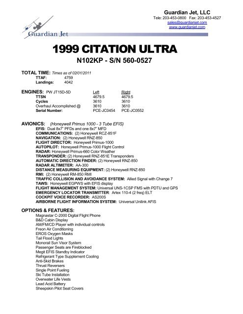 1999 Citation Ultra N102KP S/N527