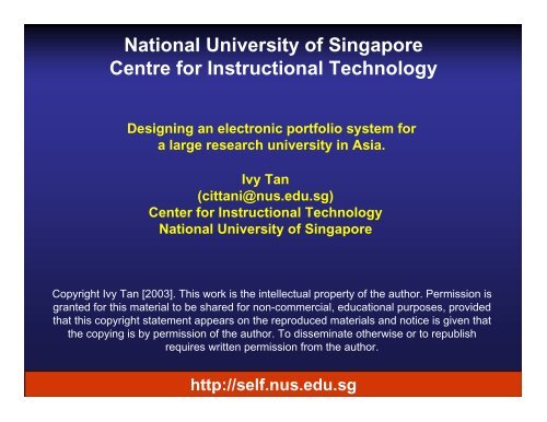 National University of Singapore Centre for Instructional Technology