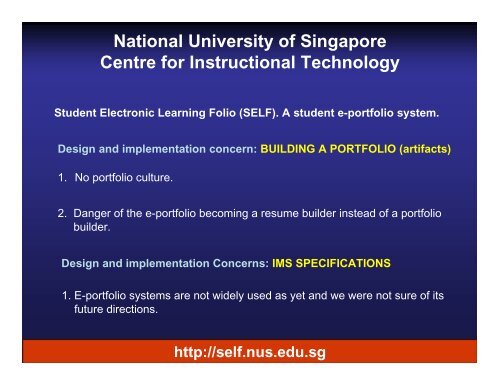 National University of Singapore Centre for Instructional Technology