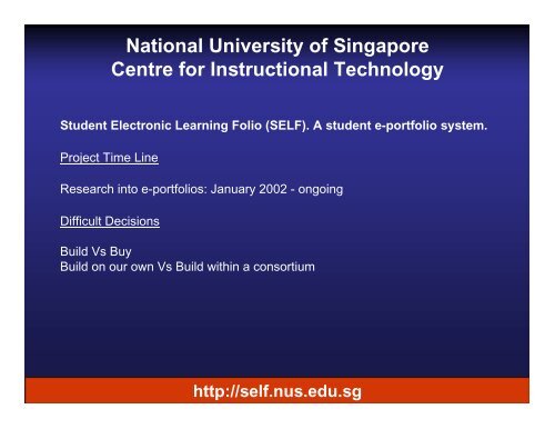 National University of Singapore Centre for Instructional Technology