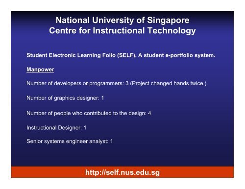 National University of Singapore Centre for Instructional Technology