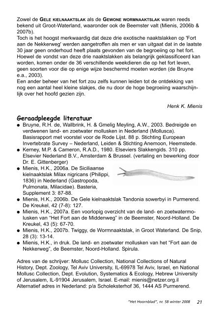 Het Hoornblad nr. 58 winter 2008 - KNNV afdeling Hoorn/West ...