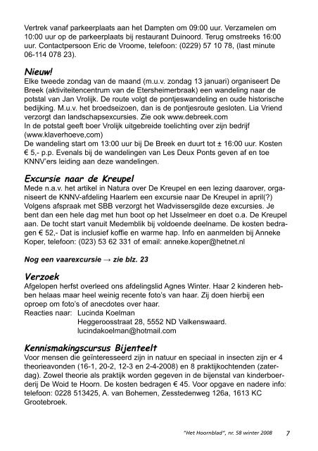 Het Hoornblad nr. 58 winter 2008 - KNNV afdeling Hoorn/West ...