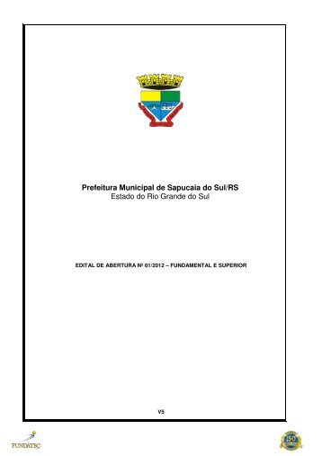Prefeitura Municipal de Sapucaia do Sul/RS Estado do Rio Grande do Sul