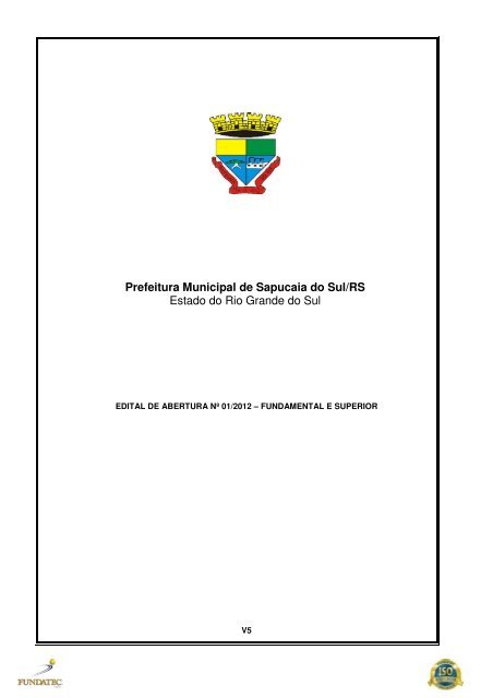 Prefeitura Municipal de Sapucaia do Sul/RS Estado do Rio Grande do Sul