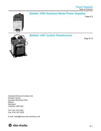 Bulletin 1606 Switched Mode Power Supplies Bulletin 1497 Control Transformers