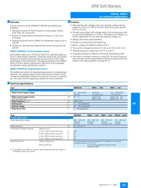 3RW Soft Starters