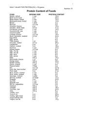 Protein Content of Foods