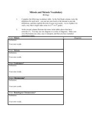 Mitosis and Meiosis Vocabulary