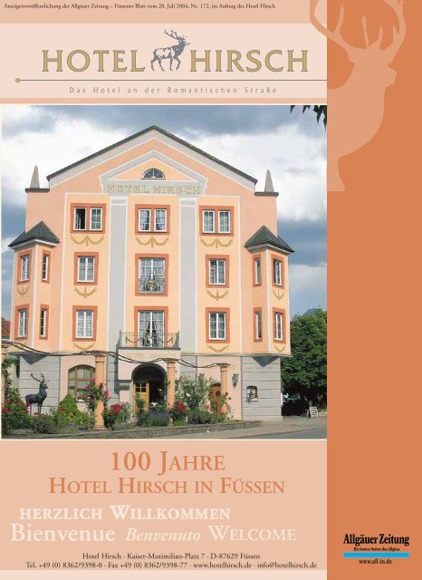 Herzliche Glückwünsche zum Jubiläum! - Hotel Hirsch