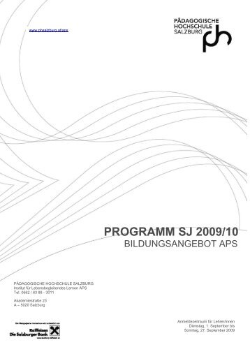 PROGRAMM SJ 2009/10 - Pädagogische Hochschule Salzburg