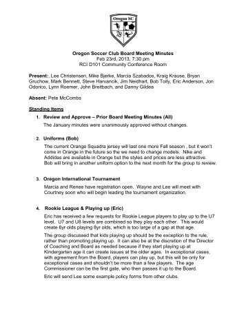 stma united soccer club board meeting agenda thursday march