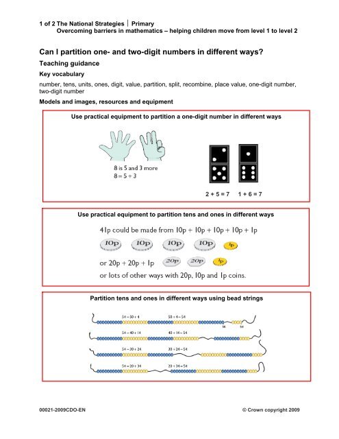 Can I partition one- and two-digit numbers in different ways?