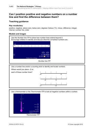 Position positive and negative numbers - Steps to success in ...