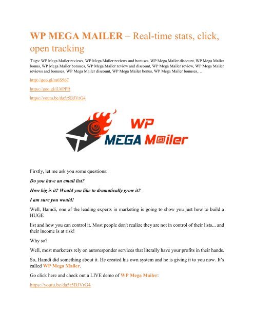 WP Mega Mailer REVIEW - DEMO of WP Mega Mailer .pdf