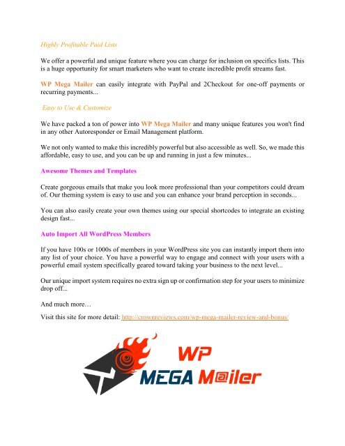 WP Mega Mailer Review - WP Mega Mailer  +100 bonus items