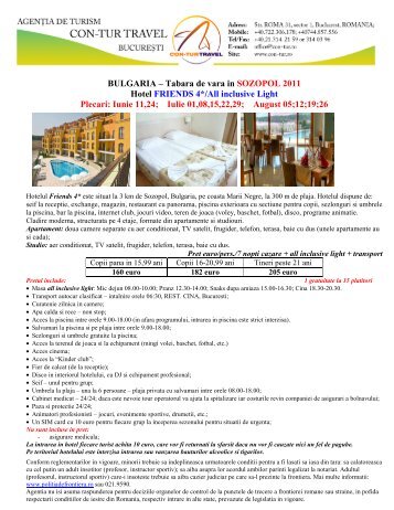 BULGARIA – Tabara de vara in SOZOPOL 2011 Hotel FRIENDS 4 ...