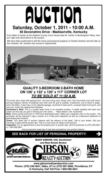 a printable flyer on this auction - PDF - Gibson Realty & Auction