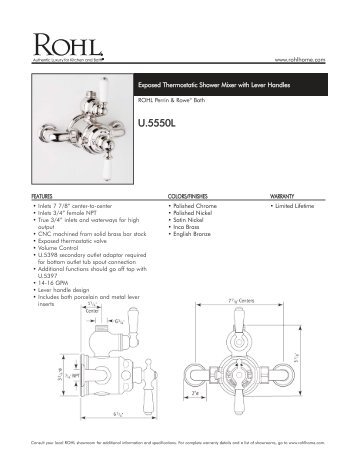 Exposed Thermostatic Shower Mixer with Lever Handles - Rohl