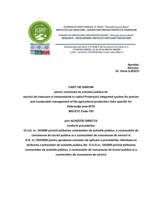 Caiet De Sarcini Icdpp