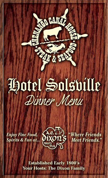 Dinner Menu - Hotel Solsville