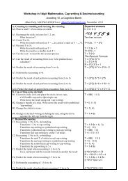 Workshop in 1digit Mathematics & Decimal-counitng