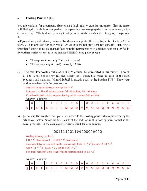 EECS 370 – Introduction to Computer Organization – Exam 1 w