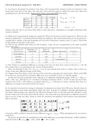 Exam 1 w Solutions (2011) – Statistical Analysis 2 (Fred Torcaso)