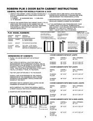 ROBERN PLM 3 DOOR BATH CABINET INSTRUCTIONS