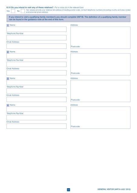 VAF1A application form - UK Border Agency - Home Office