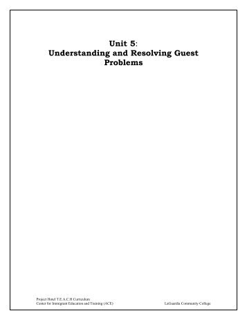 Unit 5: Understanding and Resolving Guest Problems