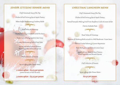 christmas dinner menu - The George Hotel Montrose